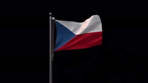 Czech Republic Flag Waving Animation on Alpha
