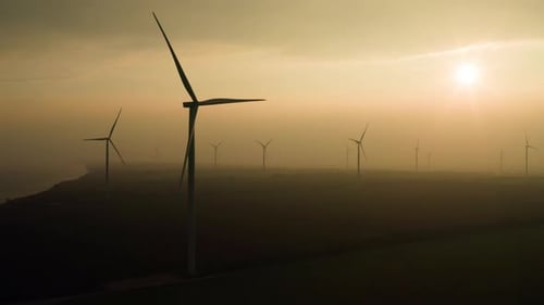 Industry Energy Windmill Electricity Power Wind Sky Water Sea Field