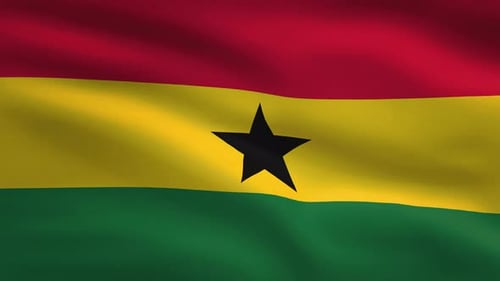 Ghana National Flag Waving in Realistic Fabric Animation