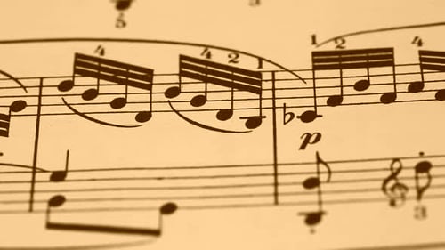 Close Up of Vintage Musical Sheet Music