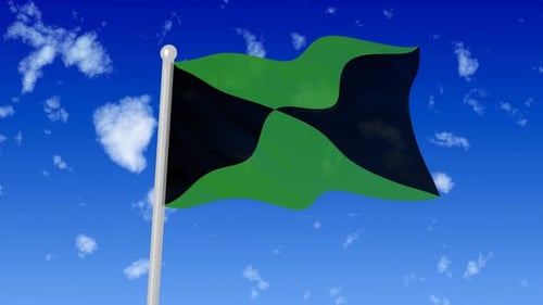 Geometric Green and Black Flag Waving Animation