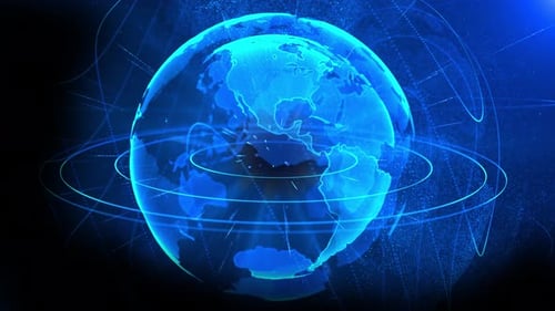 Globe Earth Digital Clouds Earth rotating .