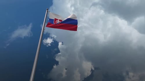 Slovakia National Flag Waving in Realistic Sky Animation