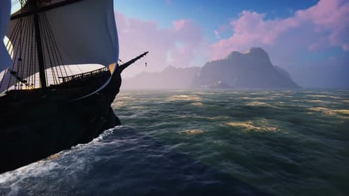 Ein großes mittelalterliches Schiff
