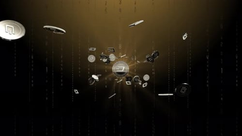 Définir 4-5 DASH Cryptocurrency Background avec Flying Coins 4K