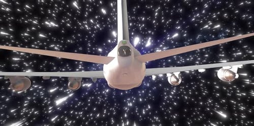 Airplane Flying In Space V4