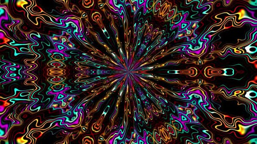 Abstract Glowing Fluid Lines Kaleidoscope Loop Background