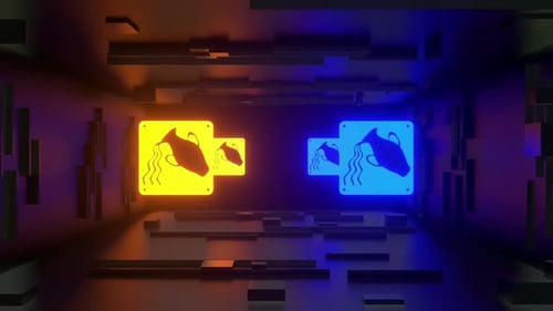 Futuristic Neon Glowing Abstract Symbols Transition