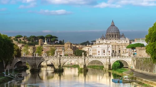 Time lapse of Rome Skyline with St Peter Basilica