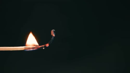 Matchstick Ignites and Burns in Extreme Close Up