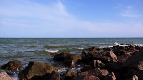 Black Sea coast with large stones