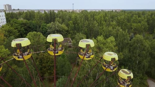 Aerial View of Old Abandoned Ferris Wheel in the Ghost Town Pripyat