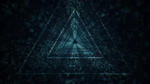 Modern Blue Particle Abstract Triangle Tunnel Looping Background