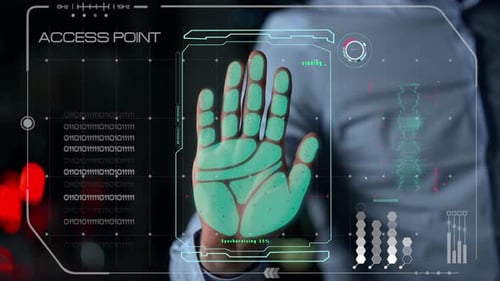 Hand Scan on Futuristic Technology Interface