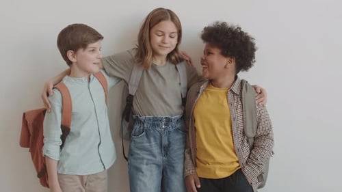 Diverse School Friends Hugging and Posing