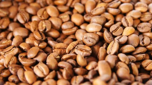Roasted Light Brown Coffee Beans Close Up