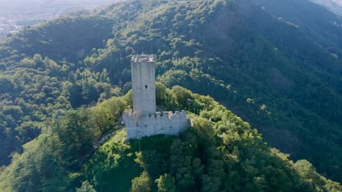Baradello Castle Como City Lake Aerial View
