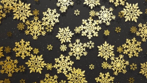 Falling Golden Glitter Snowflakes Winter Celebration Background