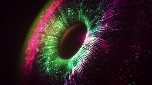 Dynamic Glowing Particle Stream Hypnotic Eye Animation