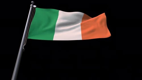 Realistic Irish Flag Waving Seamless Loop