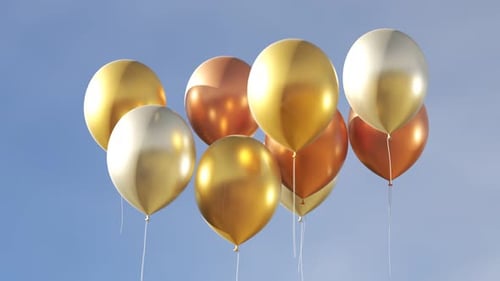 Golden and Silver Metallic Balloons Floating Celebration Background