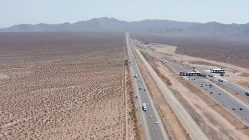 Aerial highway asphalt road. Aerial view of desert roads.