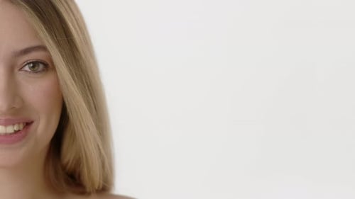 Smiling Woman Half Face Close Up