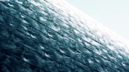 Closeup animation of the infinite old bricked wall facade. Bluish. Loopable. HD
