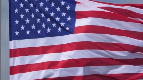 American Flag Waving on Windy Day