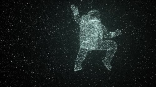 Dancing Particle Astronaut in Futuristic Space Animation