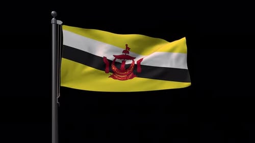 Animated Realistic Flag of Brunei Darussalam Waving