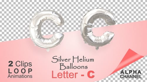 Silver Foil Letter C Balloon Floating Decoration Animation