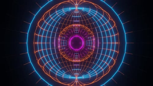 Endloser futuristischer Weltraumtunnel mit Neonlichtern