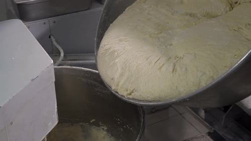 Machine Knead the Dough From Flour Production Plant Bread Plant Bread Fresh Baked Bun Bread Bakery