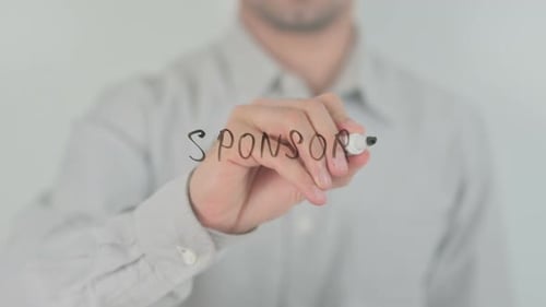 Sponsors Writing on Screen with Hand