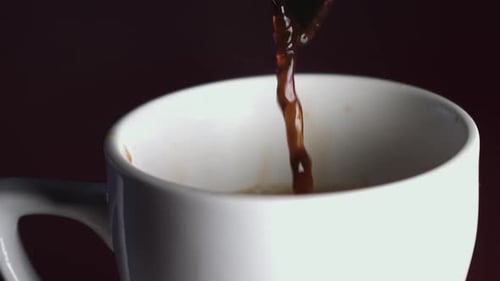 Pouring Coffee Into Mug In Close Up Shot