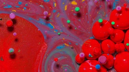 Abstract Paint Swirls and Vibrant Color Droplets