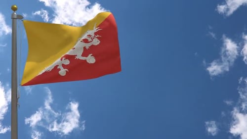 Drapeau du Bhoutan sur mât