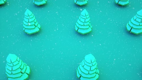 Weihnachtsbäume drehen sich auf blauem Hintergrund