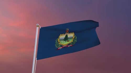Realistic Waving Vermont State Flag Animation