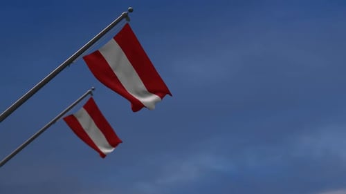 Realistic Waving Austrian Flag Loop Against Blue Sky