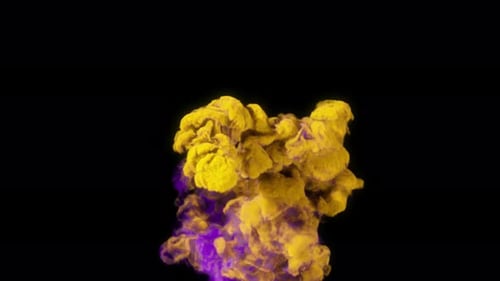 Dynamic Yellow and Purple Fluid Smoke Simulation