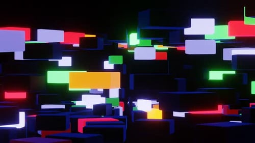 Dynamic Glowing Geometric Cubes Abstract Motion Background
