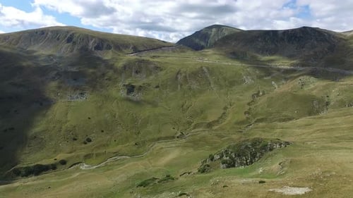 Aerial view of mountains and valleys