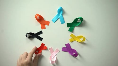 Colorful Awareness Ribbons for World Cancer Day