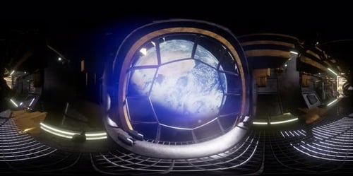 International Space Station Orbiting Earth in Virtual Reality
