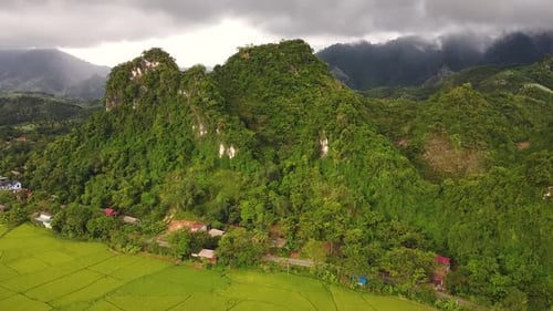 Aerial View of Spectacular Landscape, Hills Covered with Lush Greenery.