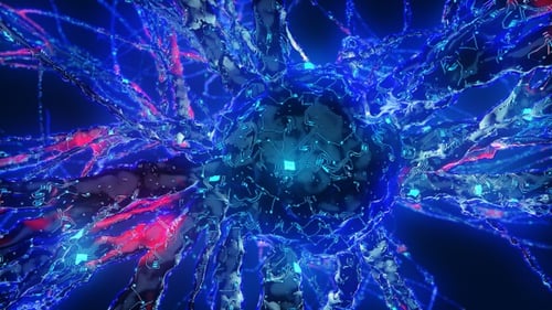 Conexão de rede de inteligência artificial e neural de neurônios digitais (células cerebrais)