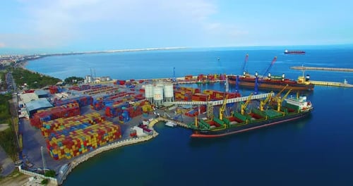 Sea port aerial view