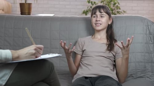 Woman listen child problems.